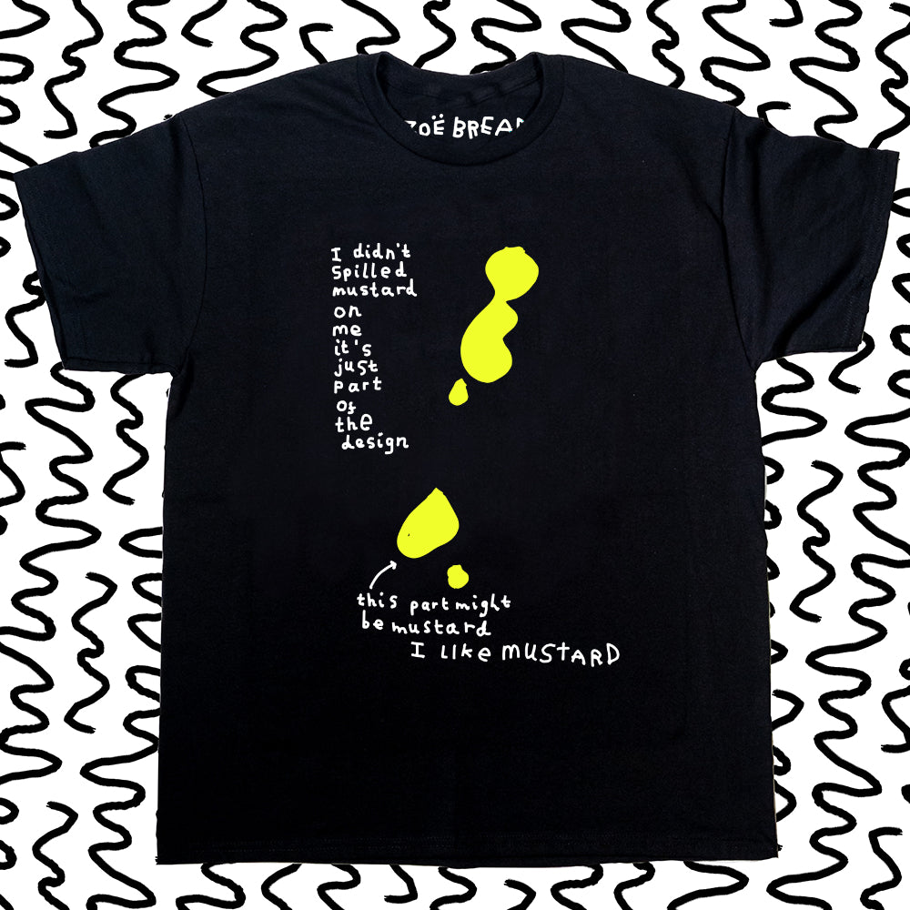 pre-stained mustard t-shirt